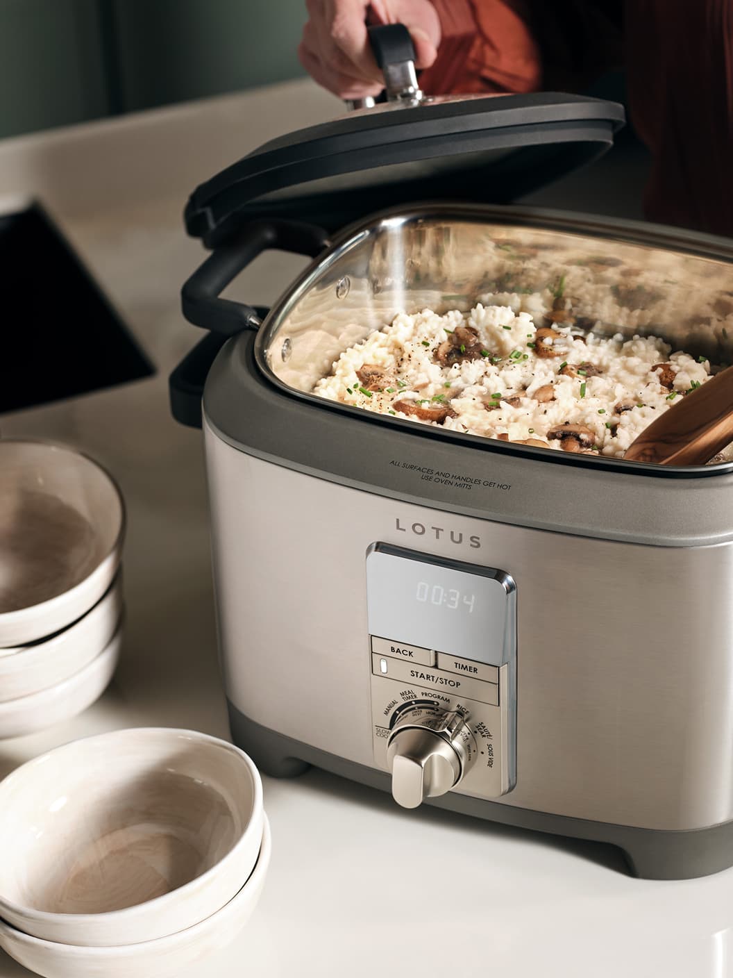 mushroom parmesan risotto cooking in the sous™