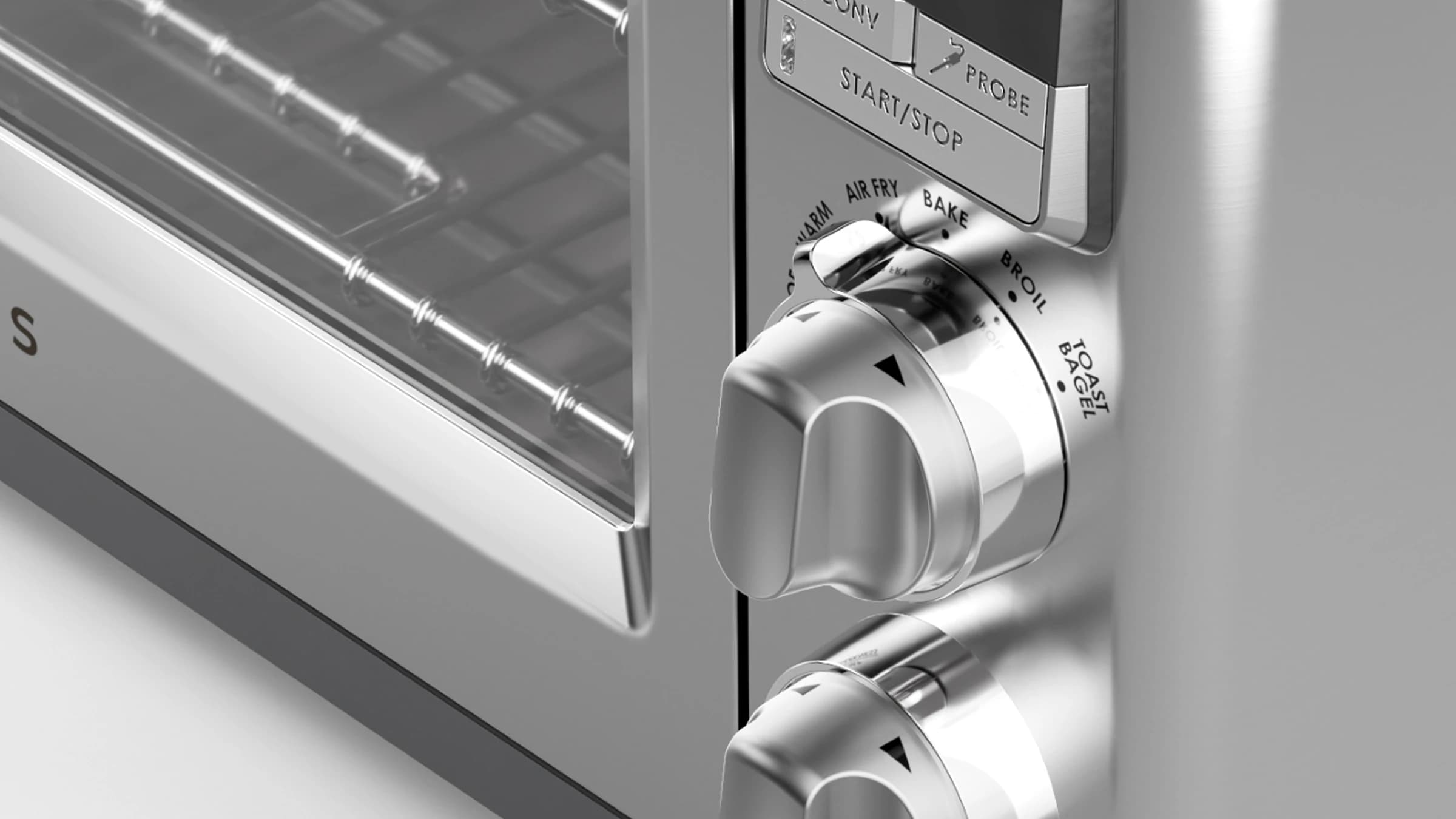 close up of knobs on the perfectionist™ air fry and convection oven model ltsco500