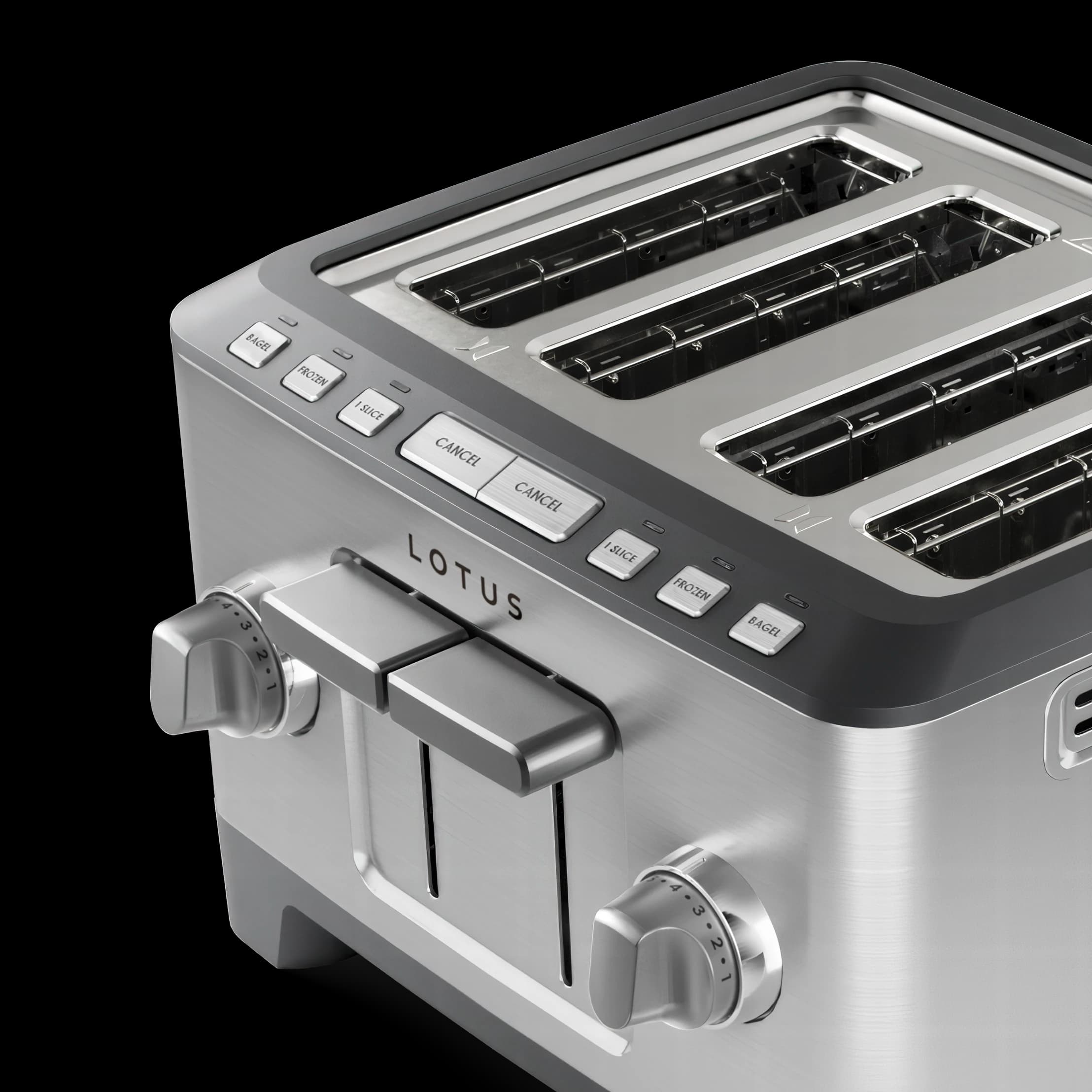 angled top view of the four slice™ precision toaster model ltstr504