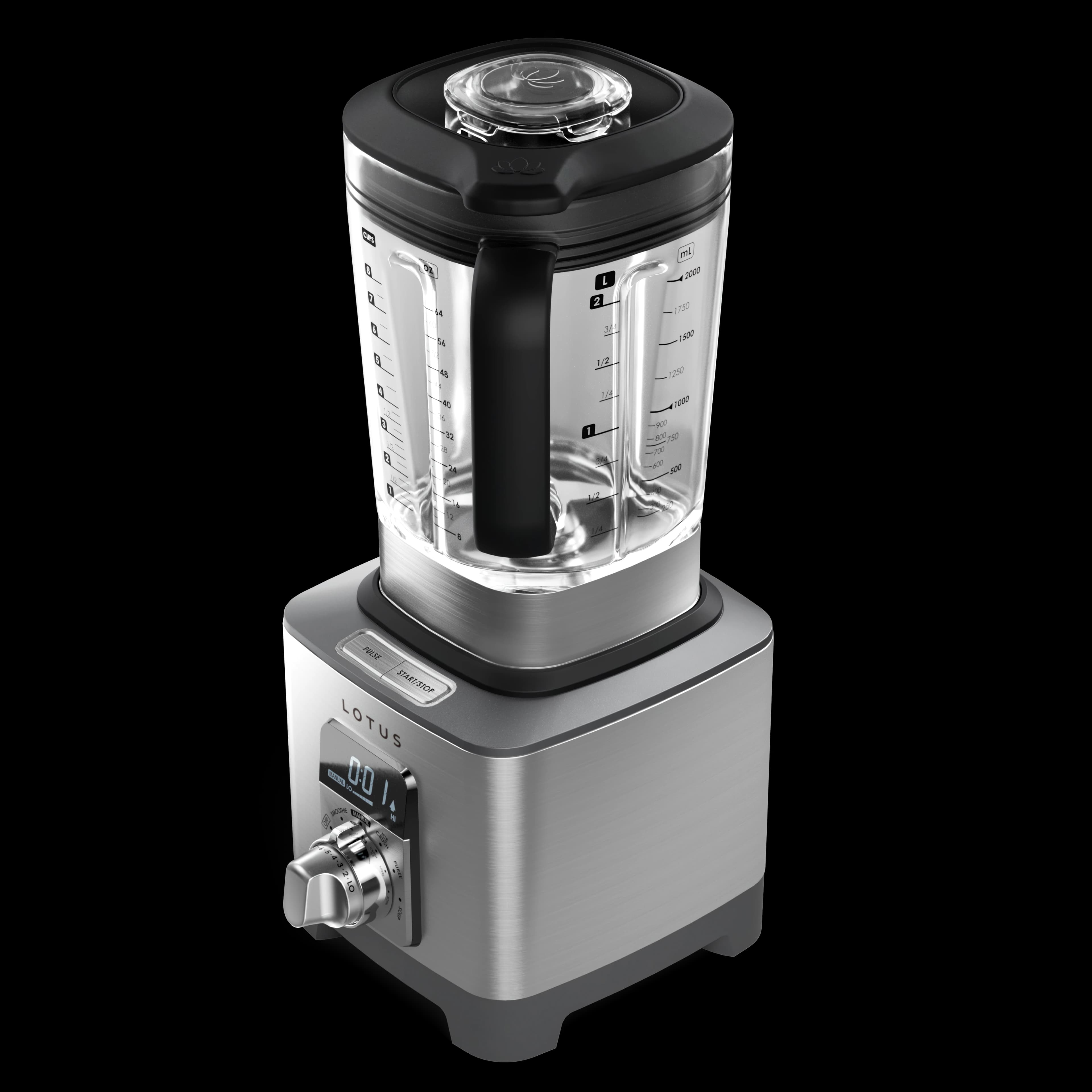angled view of the power spin™ infinite speed control blender model ltsbl500